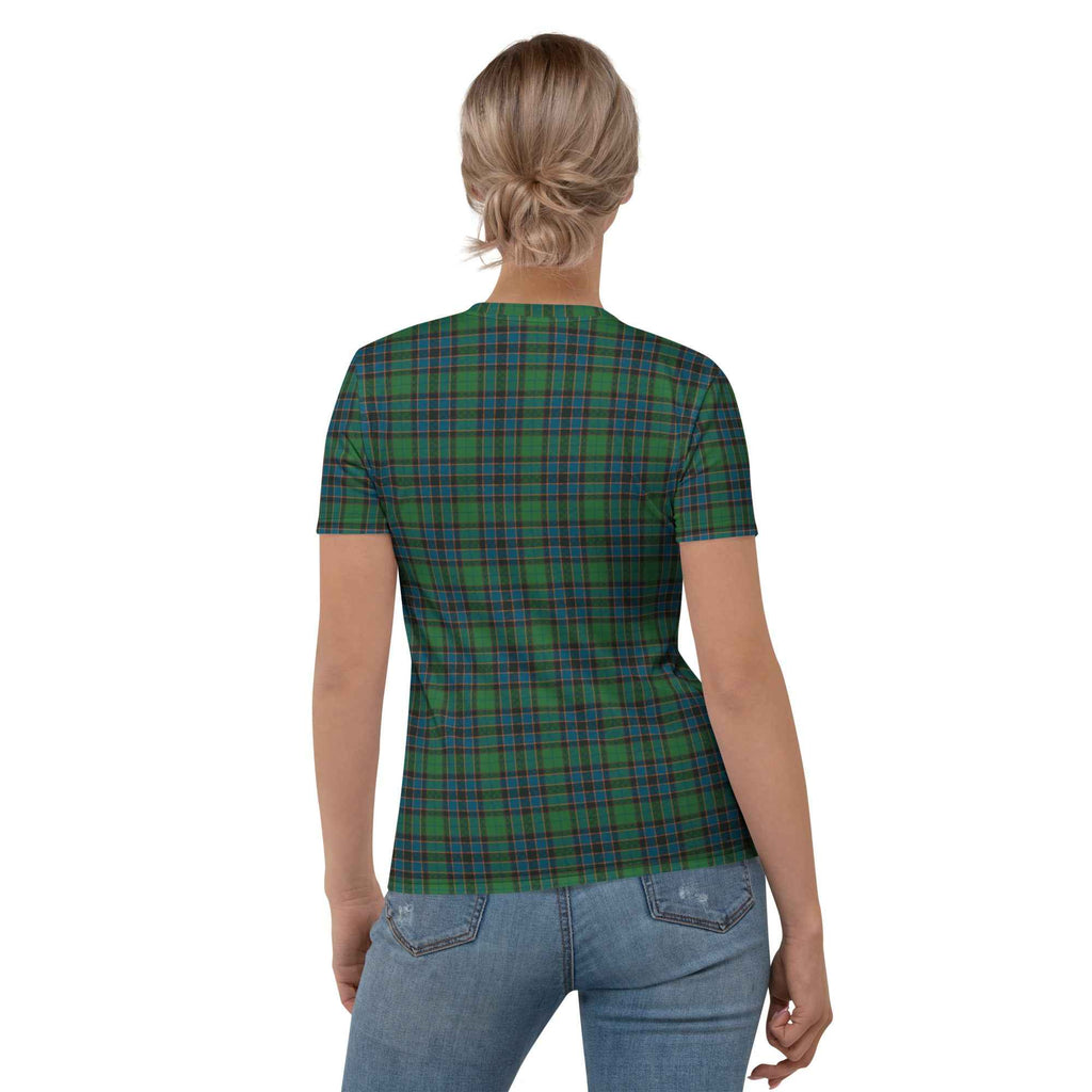 Women's T-shirt Green Blue Orange Plaid Tartan
