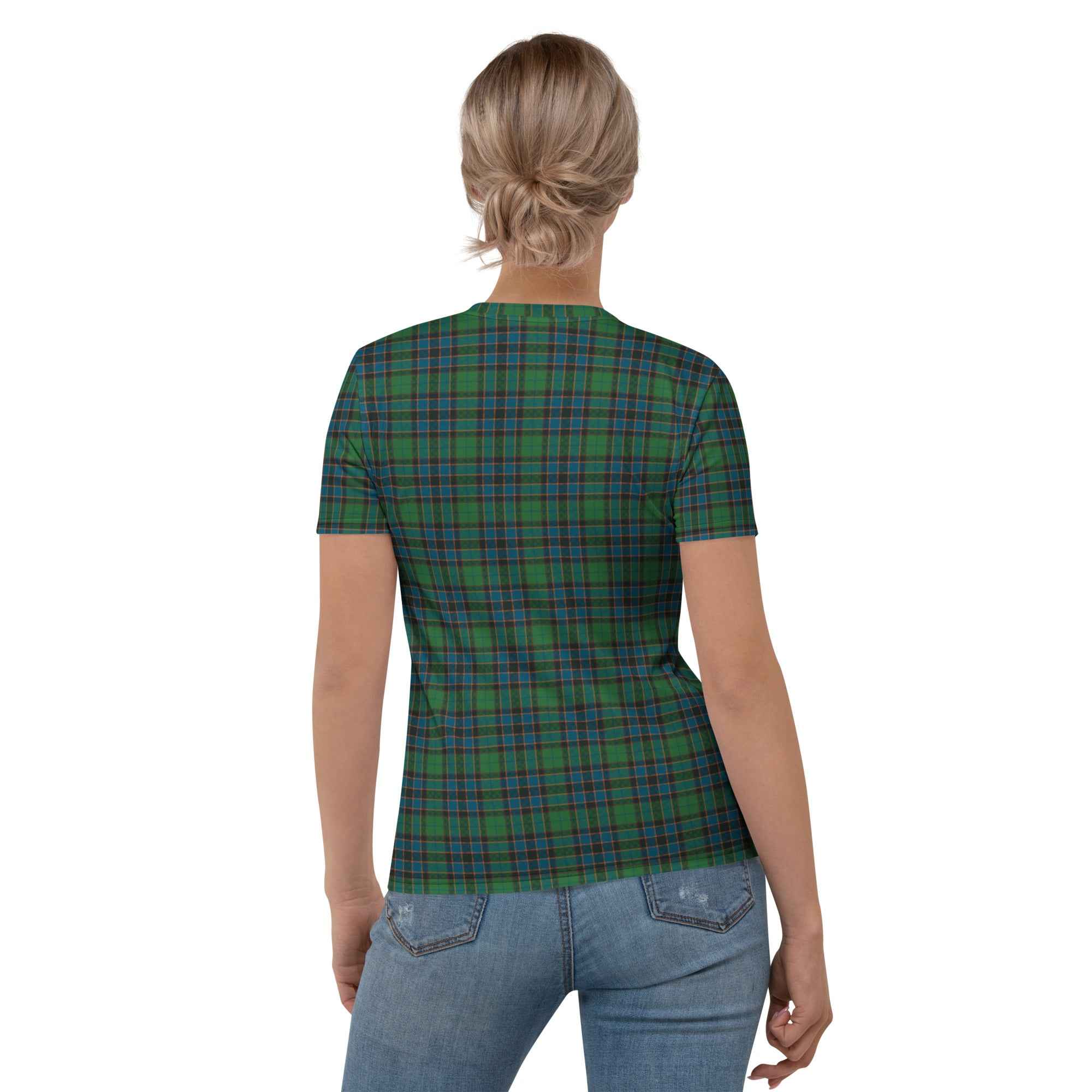 Women's T-shirt Green Blue Orange Plaid Tartan