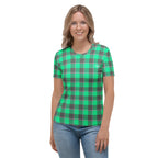 Women's T-Shirt Spring Green and Finlandia Plaid - Scottish Squares