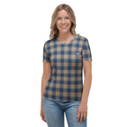 Women's T-Shirt Cello and Donkey Brown Plaid