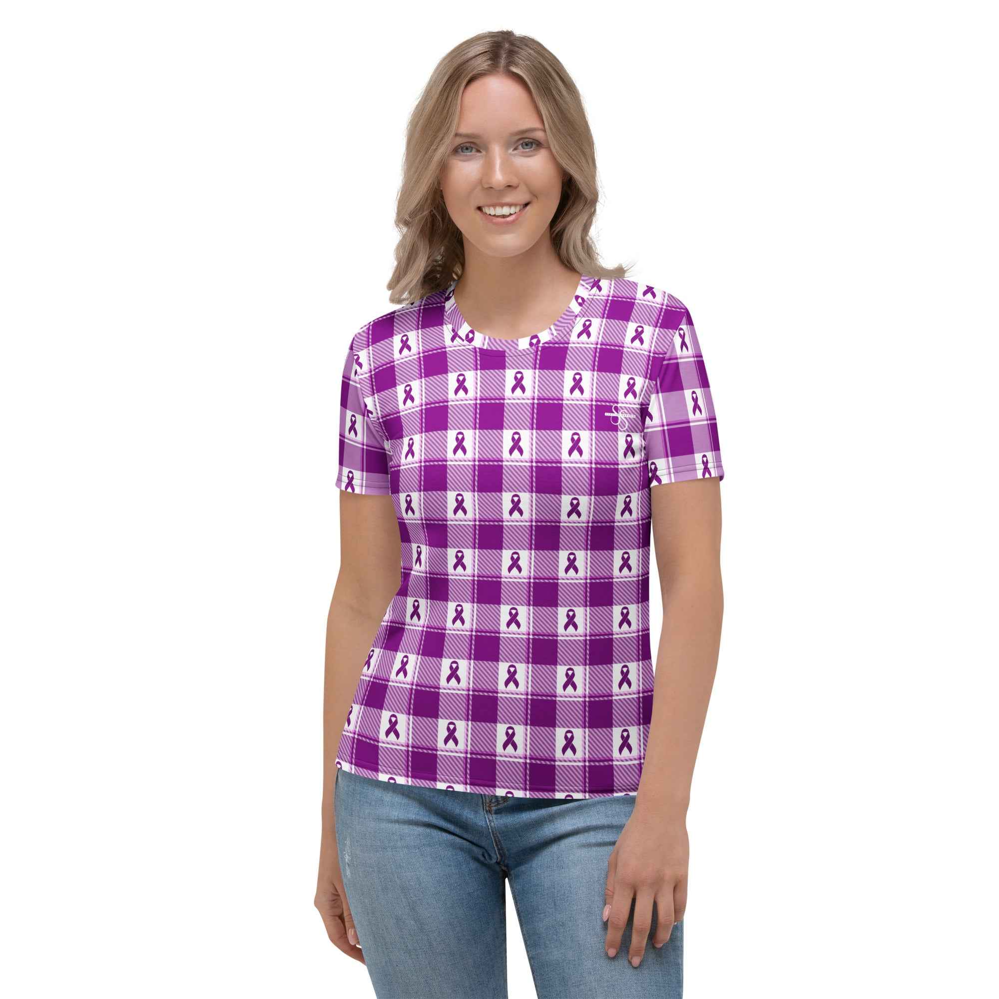 Women's T-Shirt Pancreatic Cancer Awareness Plaid - Scottish Squares