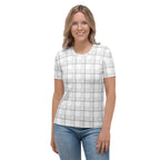 Women's T-Shirt Lung Cancer Awareness Plaid, White Ribbon, Supportive Gift - Scottish Squares