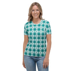 Women's T-Shirt Cervical Cancer Awareness Plaid, Teal Ribbon, Supportive Gift - Scottish Squares