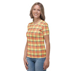 Women's T-Shirt Claystone and Morning Mist Plaid - Scottish Squares