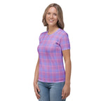Women's T-Shirt Viola and Dull Lavender Plaid - Scottish Squares