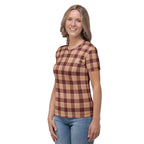 Women's T-Shirt Whiskey and Livid Brown Plaid