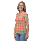 Women's T-Shirt Spring Rain and Persimmon Plaid