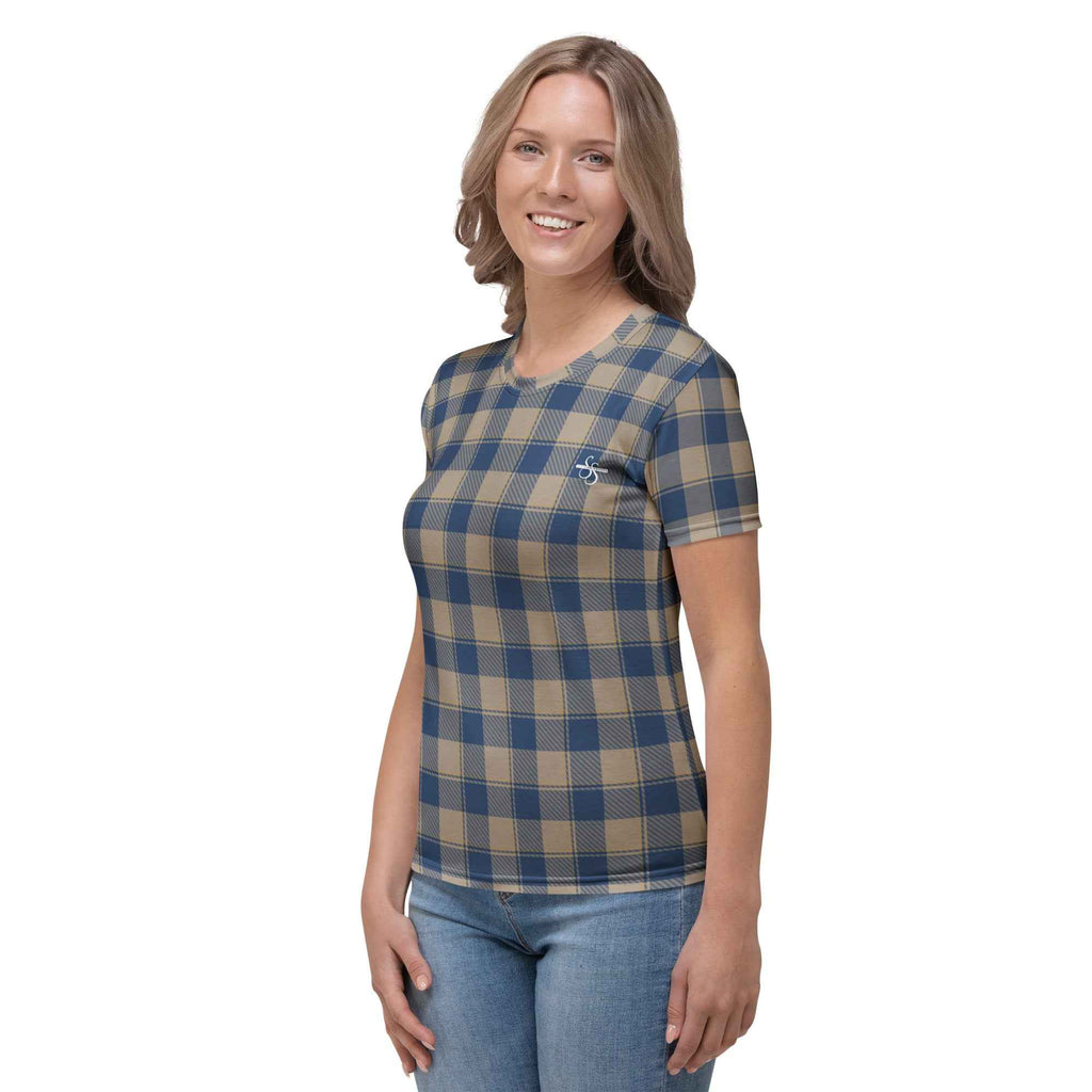 Women's T-Shirt Cello and Donkey Brown Plaid