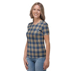 Women's T-Shirt Cello and Donkey Brown Plaid