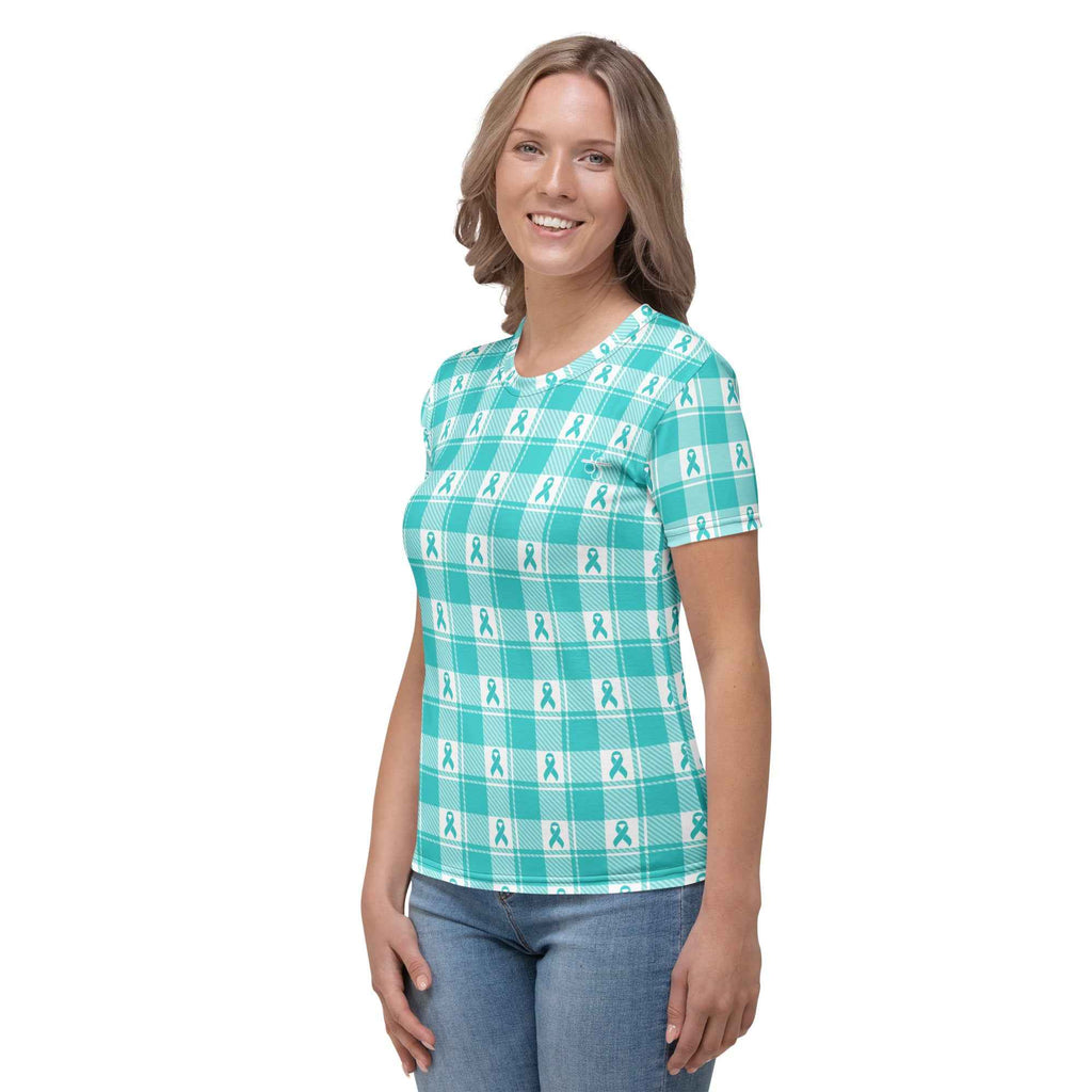 Women's T-Shirt Ovarian Cancer Awareness Plaid - Scottish Squares