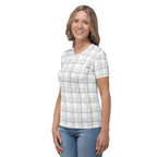 Women's T-Shirt Lung Cancer Awareness Plaid, White Ribbon, Supportive Gift - Scottish Squares