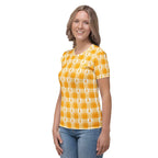 Women's T-Shirt Kidney Cancer Awareness Plaid, Orange Ribbon, Supportive Gift - Scottish Squares