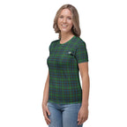 Women's T-shirt Green Blue Orange Plaid Tartan
