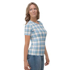 Women's T-Shirt Pink Cloud and Blue Lagoon Plaid - Scottish Squares