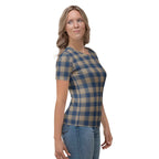 Women's T-Shirt Cello and Donkey Brown Plaid