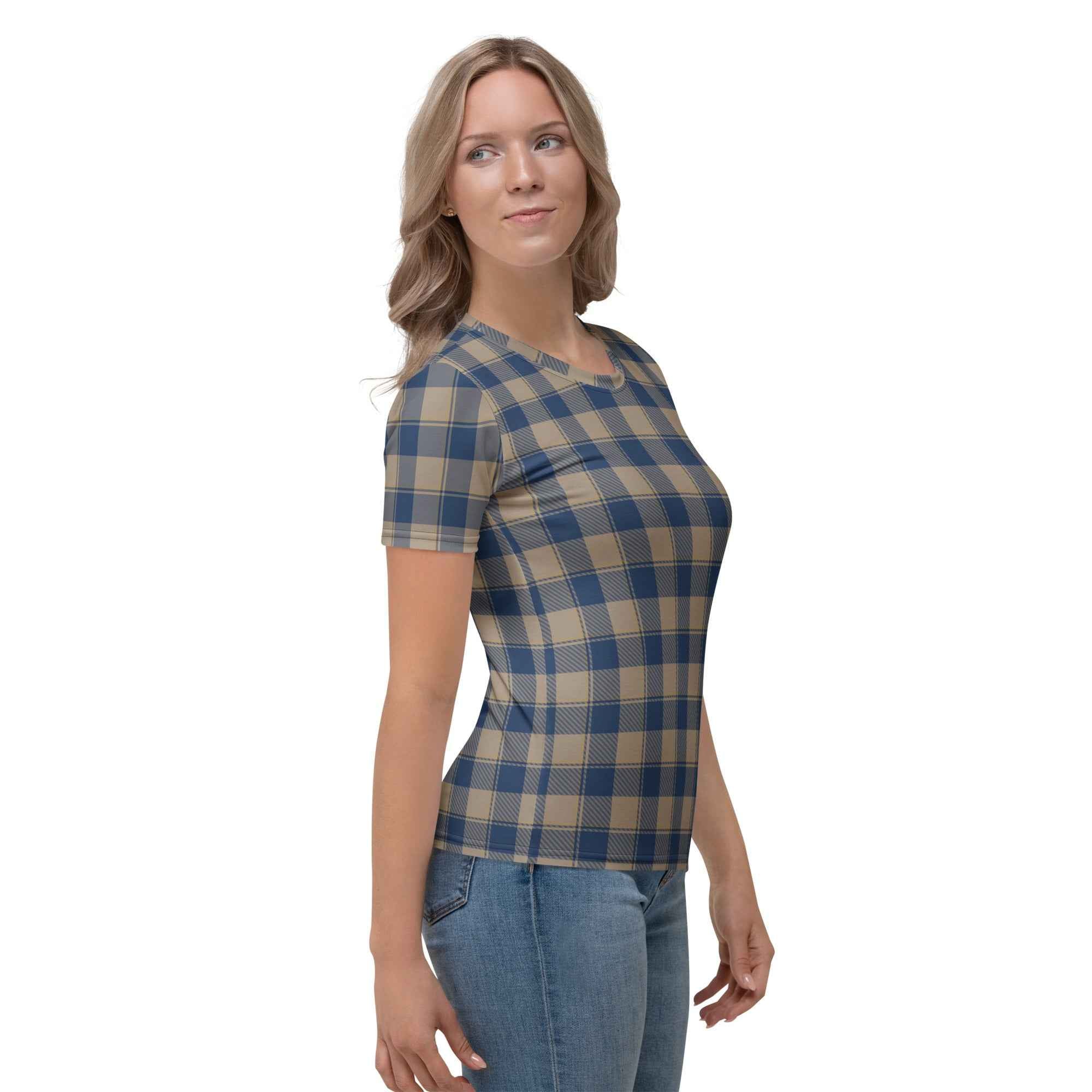 Women's T-Shirt Cello and Donkey Brown Plaid