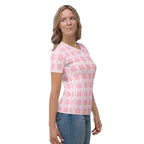 Women's T-Shirt Breast Cancer Awareness Plaid - Scottish Squares