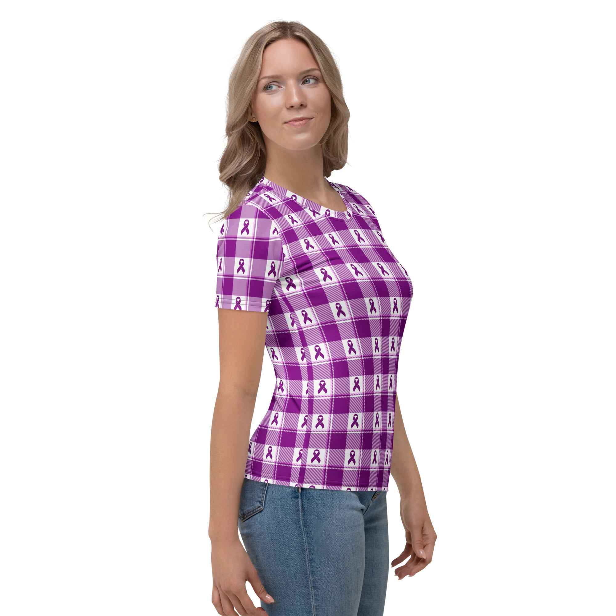 Women's T-Shirt Pancreatic Cancer Awareness Plaid - Scottish Squares