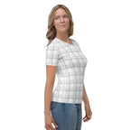 Women's T-Shirt Lung Cancer Awareness Plaid, White Ribbon, Supportive Gift - Scottish Squares