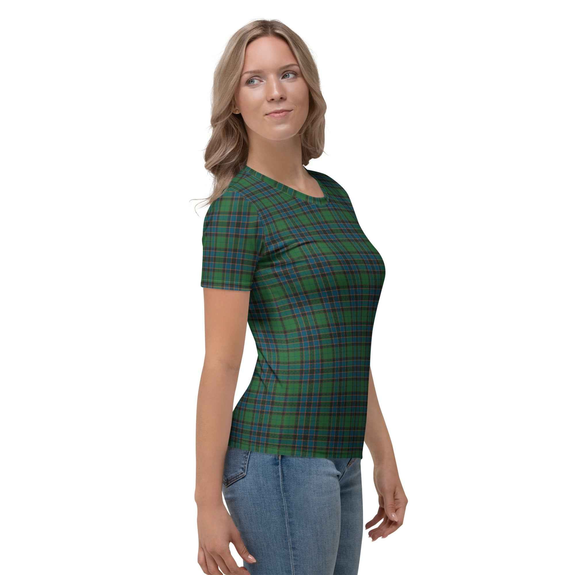 Women's T-shirt Green Blue Orange Plaid Tartan