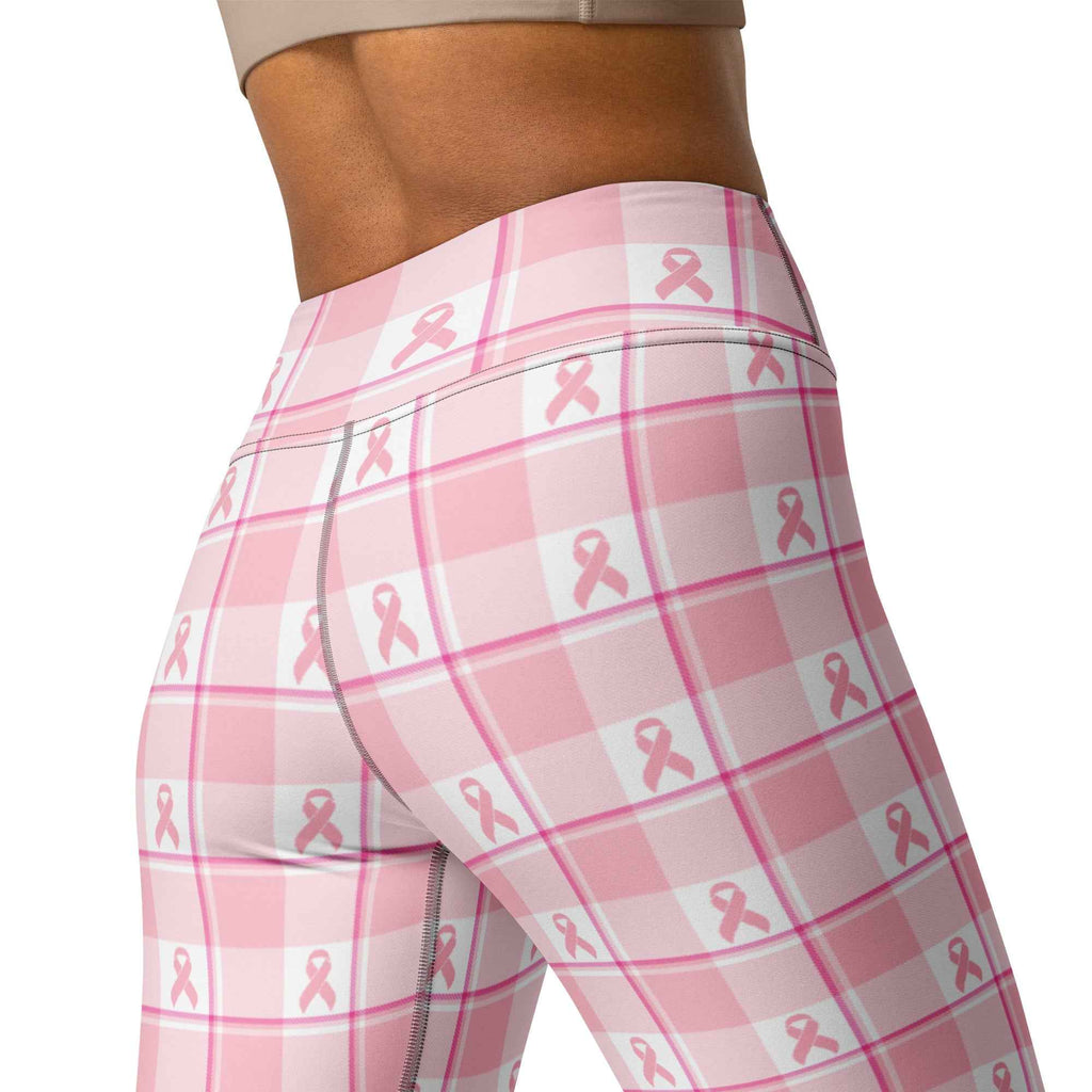 Yoga Leggings Breast Cancer Awareness Plaid - Scottish Squares