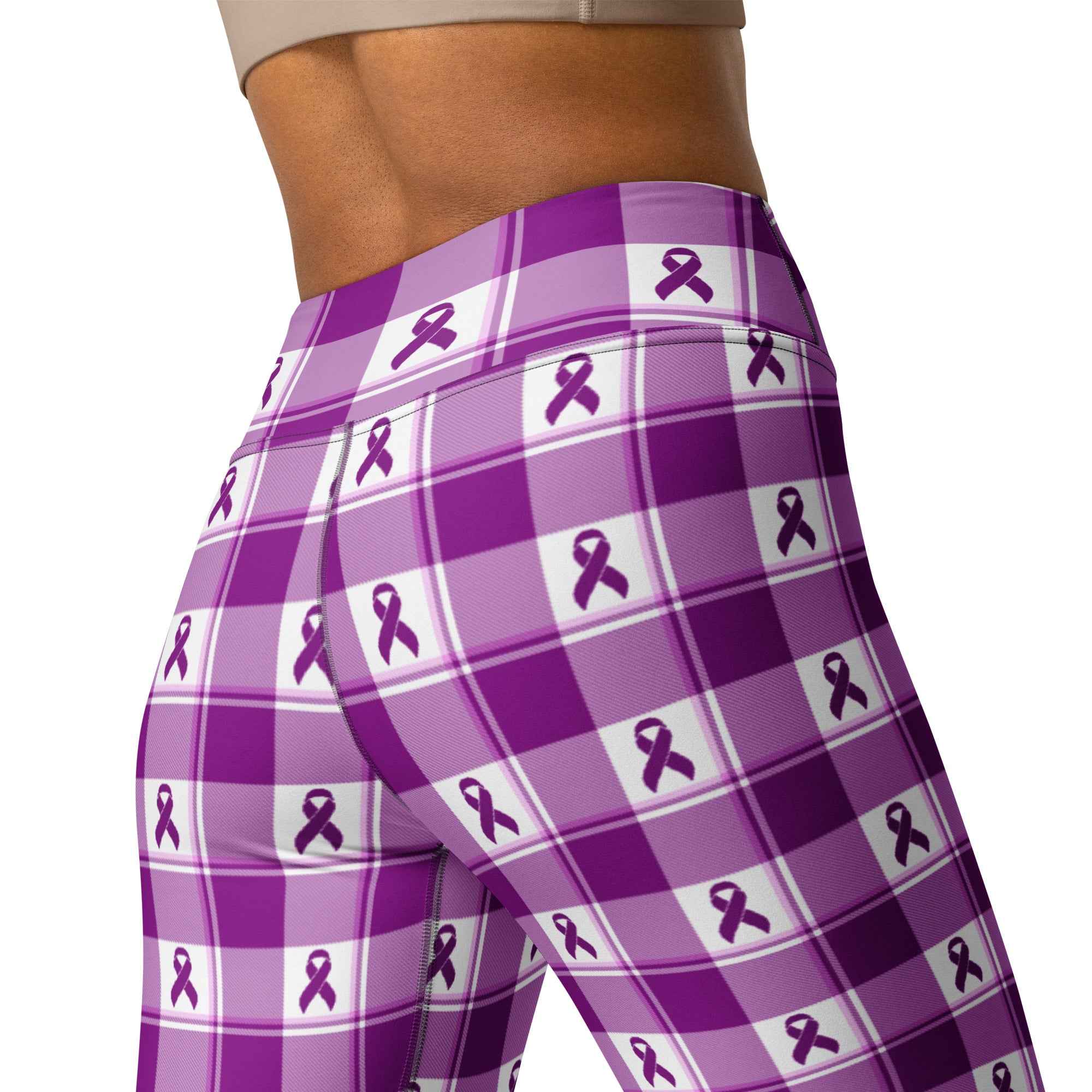 Yoga Leggings Pancreatic Cancer Awareness Plaid - Scottish Squares