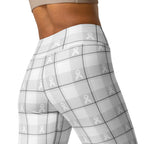 Yoga Leggings Lung Cancer Awareness Plaid, White Ribbon, Supportive Gift - Scottish Squares
