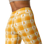Yoga Leggings Kidney Cancer Awareness Plaid, Orange Ribbon, Supportive Gift - Scottish Squares