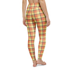 Yoga Leggings Claystone and Morning Mist Plaid - Scottish Squares