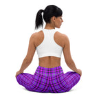 Yoga Leggings Electric Violet and Fuchsia Plaid - Scottish Squares