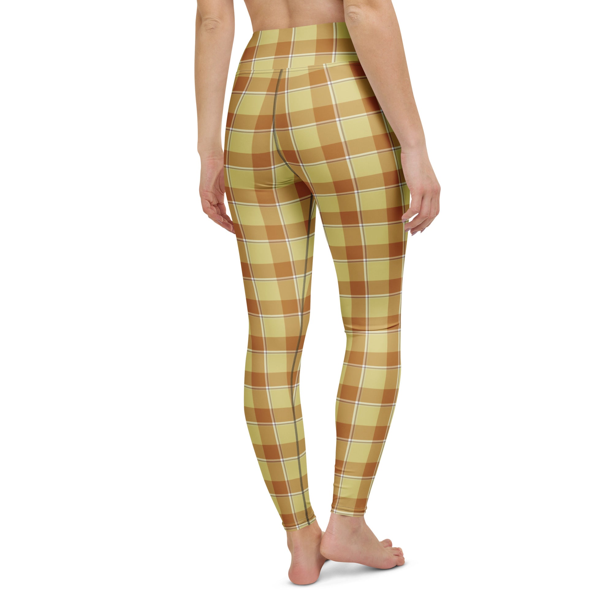 Yoga Leggings Zombie and Copper Plaid - Scottish Squares