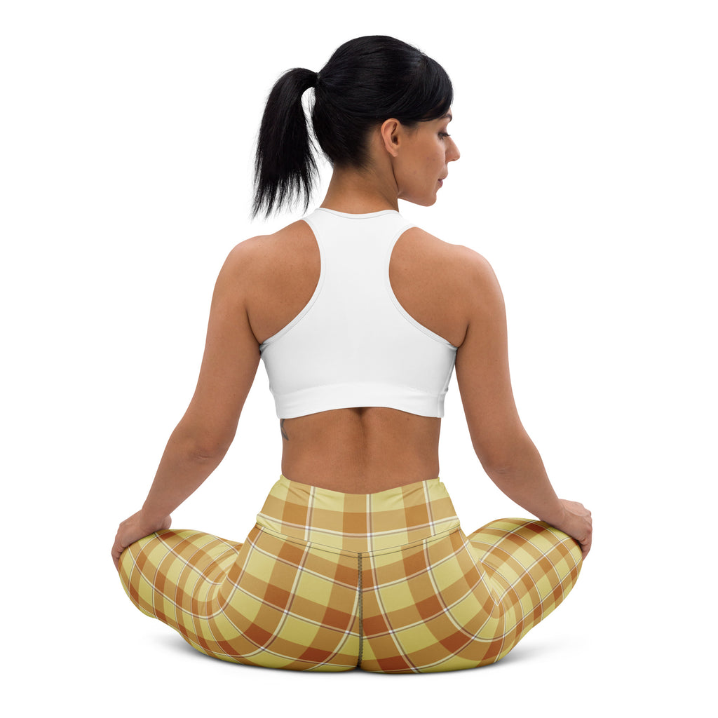 Yoga Leggings Zombie and Copper Plaid - Scottish Squares