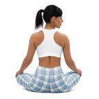 Yoga Leggings Pink Cloud and Blue Lagoon Plaid - Scottish Squares