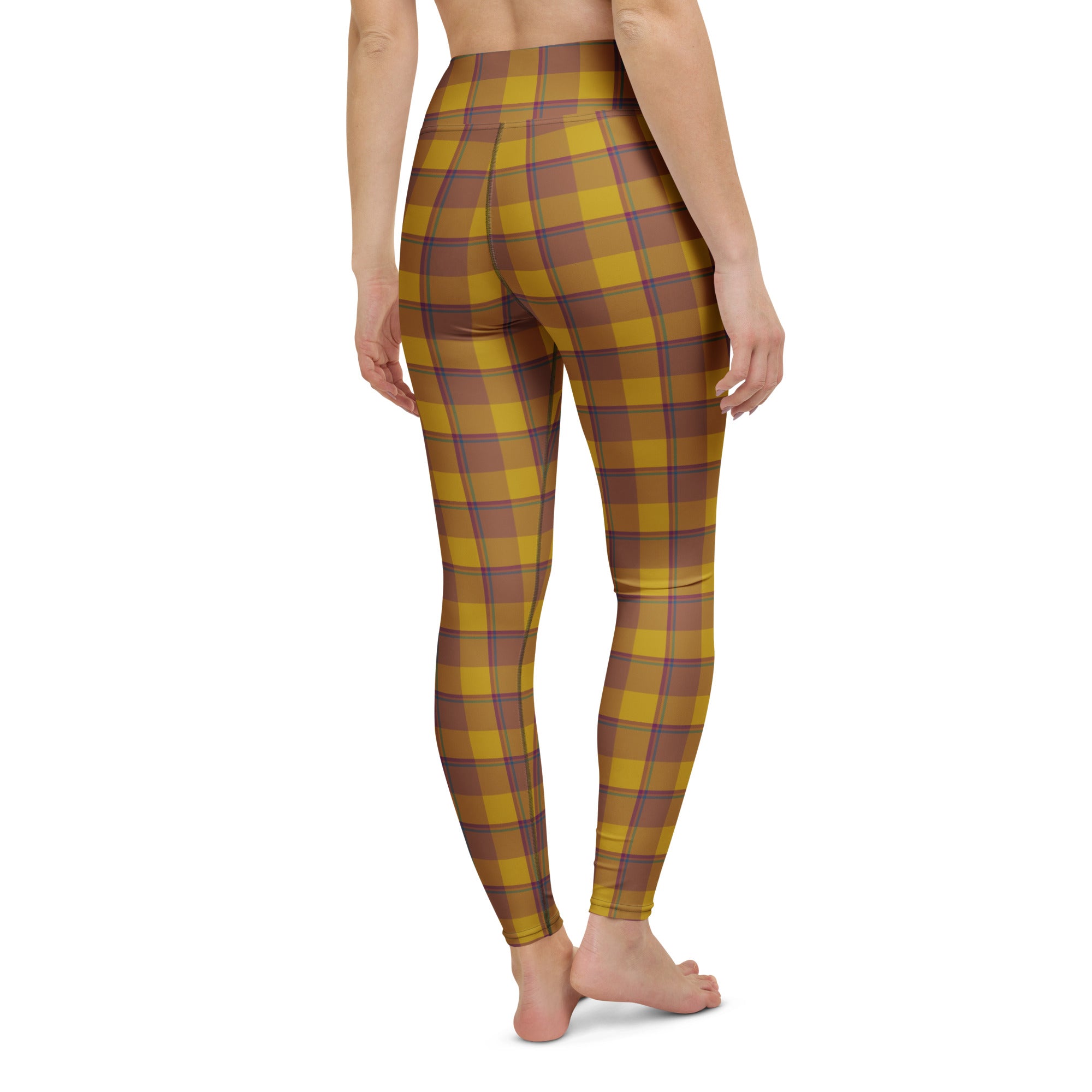 Yoga Leggings Potters Clay and Pizza Plaid - Scottish Squares