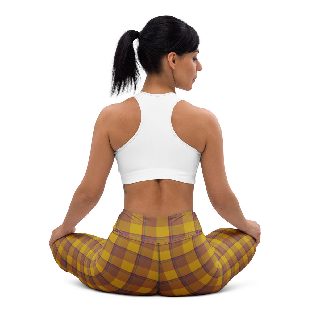 Yoga Leggings Potters Clay and Pizza Plaid - Scottish Squares