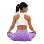 Yoga Leggings Viola and Dull Lavender Plaid - Scottish Squares