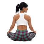 Yoga Leggings Ocean Green and Mulberry Wood Plaid - Scottish Squares