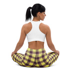 Yoga Leggings Flax and Livid Brown Plaid - Scottish Squares