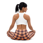 Yoga Leggings Hit Pink and Livid Brown Plaid - Scottish Squares