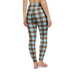 Yoga Leggings Blizzard Blue and Livid Brown Plaid - Scottish Squares