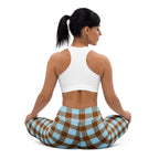 Yoga Leggings Blizzard Blue and Livid Brown Plaid - Scottish Squares