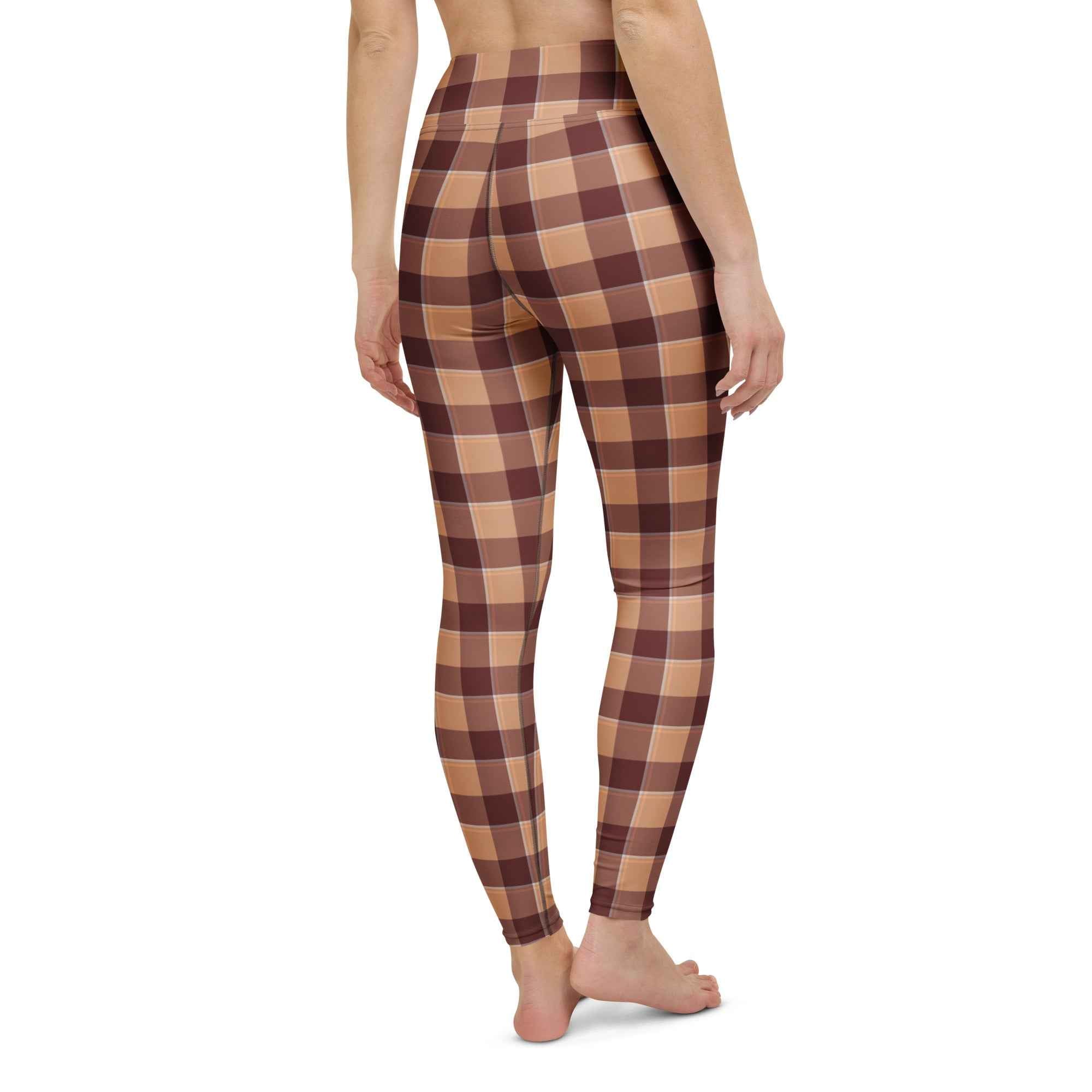 Yoga Leggings Whiskey and Livid Brown Plaid - Scottish Squares