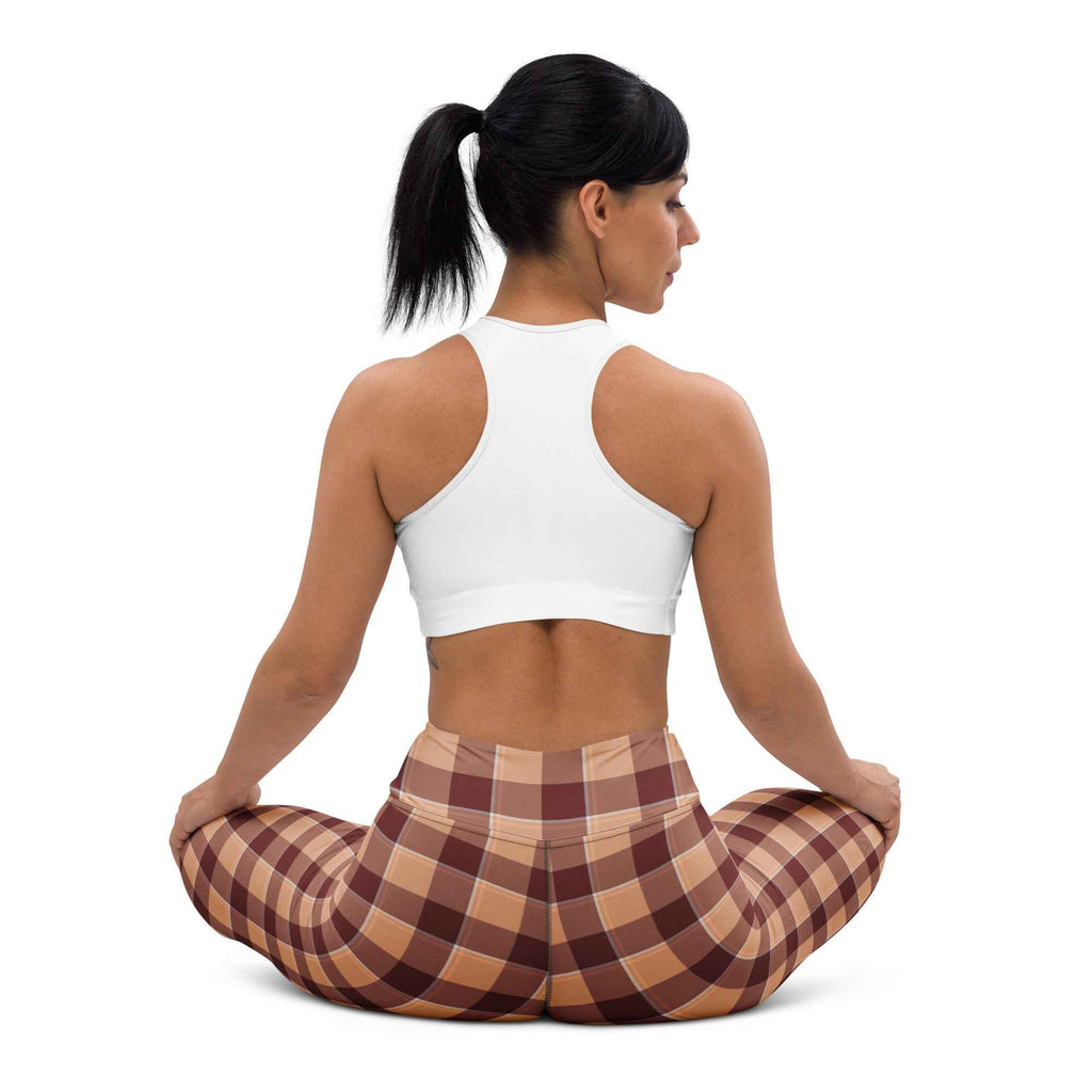Yoga Leggings Whiskey and Livid Brown Plaid - Scottish Squares
