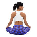 Yoga Leggings Cornflower Blue and Livid Brown Plaid - Scottish Squares