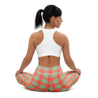 Yoga Leggings Spring Rain and Persimmon Plaid - Scottish Squares