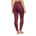 Yoga Leggings Old Brick and Cab Sav Plaid - Scottish Squares