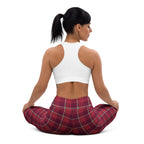 Yoga Leggings Old Brick and Cab Sav Plaid - Scottish Squares