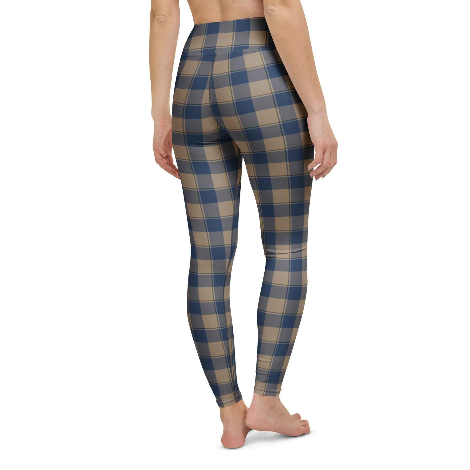 Yoga Leggings Cello and Donkey Brown Plaid - Scottish Squares