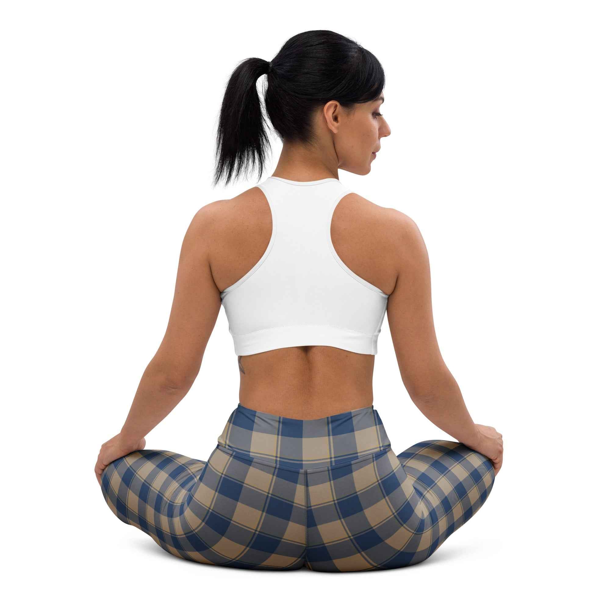 Yoga Leggings Cello and Donkey Brown Plaid - Scottish Squares
