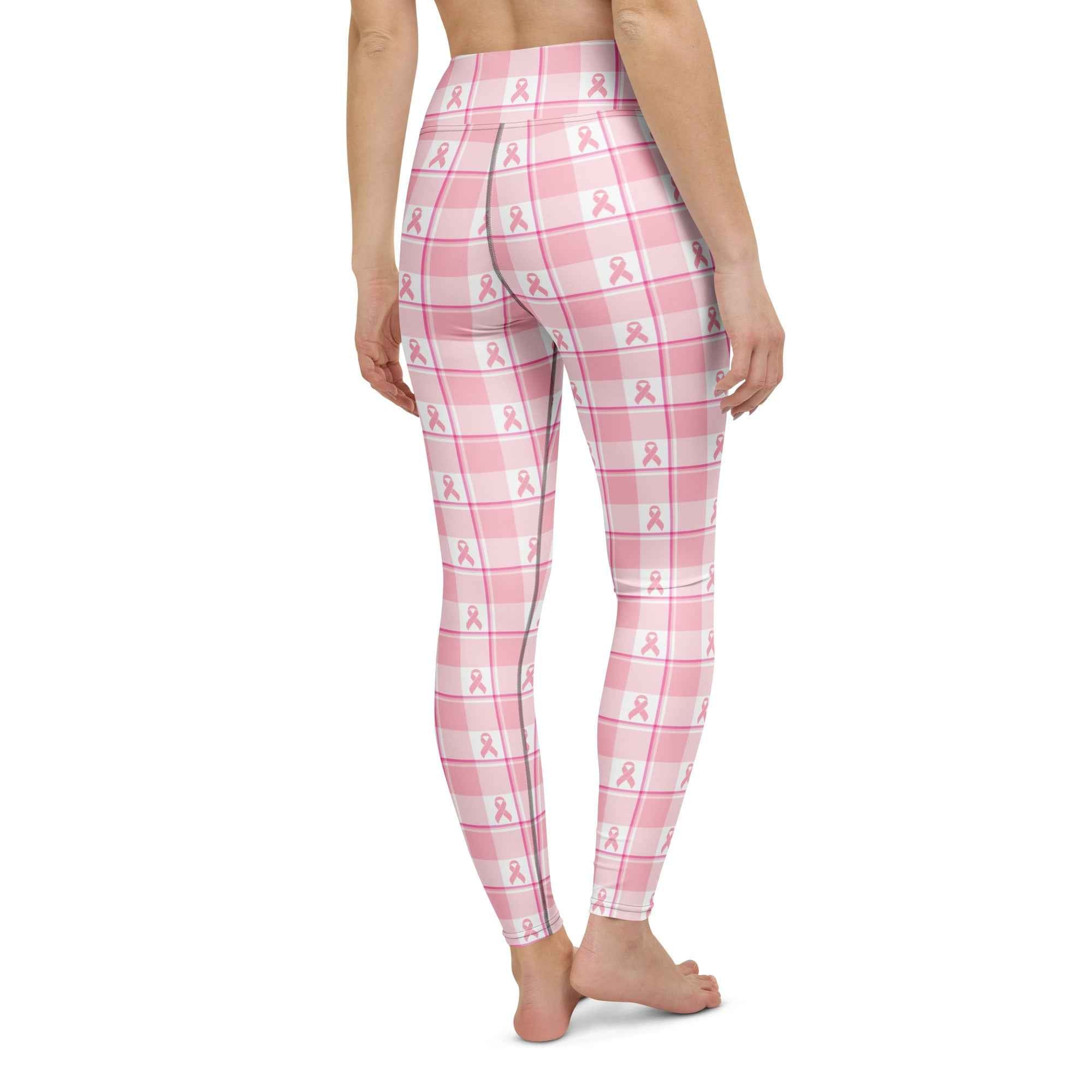 Yoga Leggings Breast Cancer Awareness Plaid - Scottish Squares